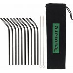 Ecocare Ekologická kovová brčka Zahnutá Černé se vzorem 10 ks – Zboží Dáma