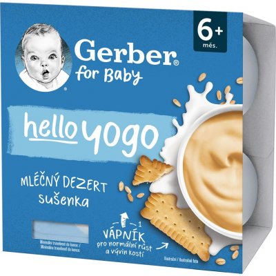 Gerber hello yogo mléčný dezert sušenka 4 x 100 g – Zboží Dáma