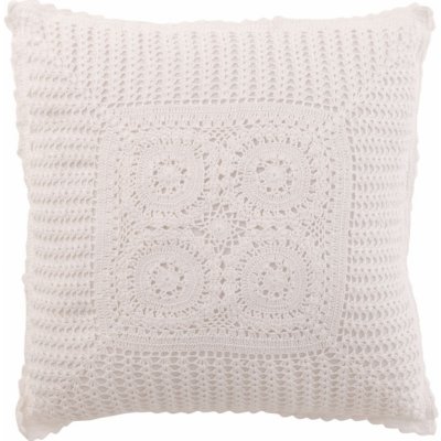 J-Line by Jolipa Bílý bavlna polštář s krajkou Lace white 43x10x43 – Zboží Mobilmania