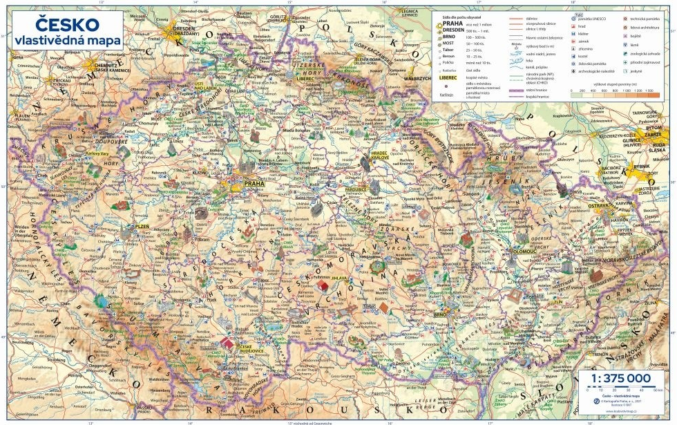 Excart Maps Česko – nástěnná vlastivědná mapa 136 x 87 cm Varianta: bez ...