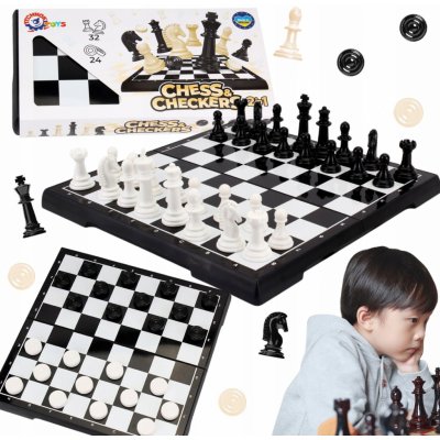 Teddies Šachy + dáma plast společenská hra v krabici 29x14,5x4cm – Zboží Dáma