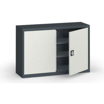 Plechová policová skříň METAL, 800 x 1200 x 400 mm, 2 police, grafit / šedá – Zboží Mobilmania