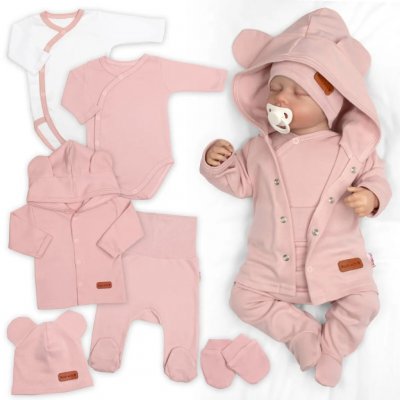 Bavlněná souprava pro miminko do porodnice 5D Made with love pudrová – Zboží Dáma