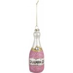 Clayre & Eef Růžová vánoční skleněná ozdoba láhev šampaňské Champagne Ø 4*12 cm – Hledejceny.cz