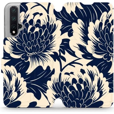 Mobiwear - Honor 20 / Huawei Nova 5T - VA40S Modré a béžové květy – Zboží Mobilmania