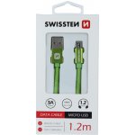 Swissten 71522207 USB 2.0, zástrčka A - zástrčka micro B, opletený, 1,2m, zelený – Hledejceny.cz