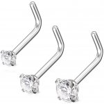 Šperky4U zahnutý piercing do nosu čirý kamínek N0170-03 – Zboží Dáma