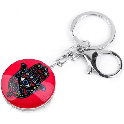 Přívěsek na klíče a kabelku Ruka Fatimy barevná na růžovém podkladu – Zboží Mobilmania
