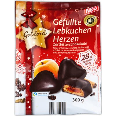 Goldora perníčková srdíčka v hořké čokoládě plněná meruňkovou náplní 300 g – Sleviste.cz