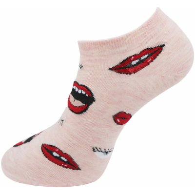 Biju dámské kotníkové ponožky s potiskem pusinek melír 9001462-10 9001462T růžové – Zboží Mobilmania