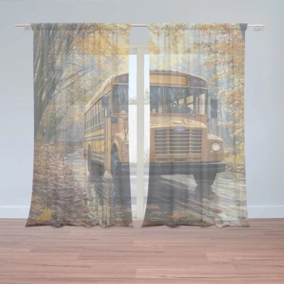 Sablio Záclony Žlutý školní autobus: 2ks 150x250cm – Hledejceny.cz