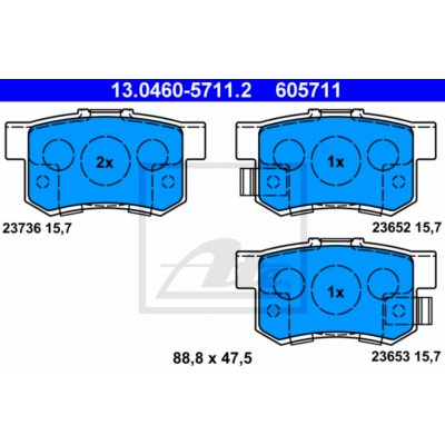 Sada brzdových destiček, vždy 4 kusy v sadě ATE 13.0460-5711.2 (13046057112)