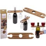 GiftyCity Dřevěný držák na sklenice a na láhev vína – Zboží Dáma