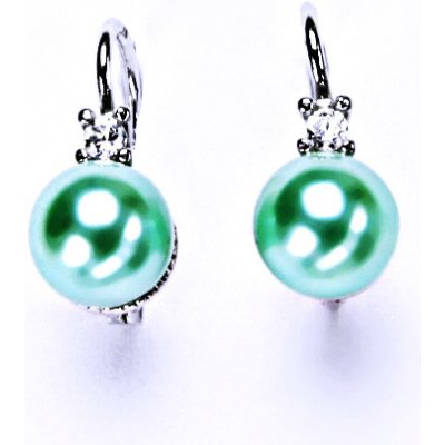 ČIŠTÍN s.r.o stříbrné šperky na patent umělou zelenou perlou NK 1207 zelená B 8282 – Zboží Mobilmania