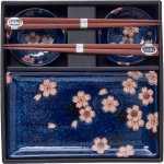 MIJ Sushi Set v námořnické modré a růžovým květem Sakura 4 ks – Zbozi.Blesk.cz