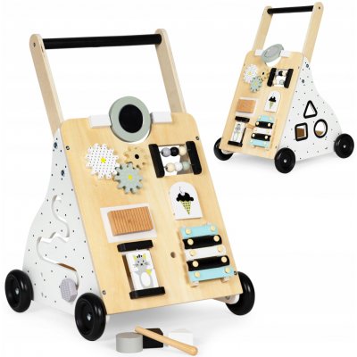 KiddyMoon Dřevěné interaktivní chodítko odrážedlo Pro Děti WK-001 – Zboží Mobilmania