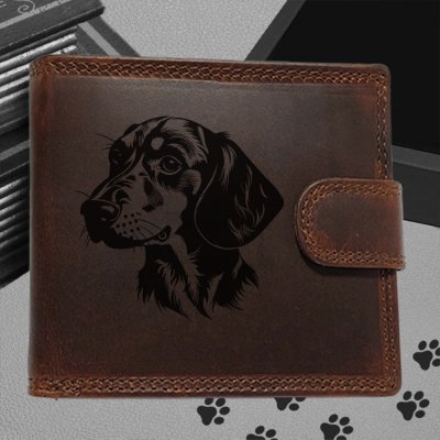 Pánská s motivem pro milovníky psů s obrázkem pejska Jezevčík Vínová peněženka Carlo