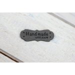 Pro Háčkování Hand Made koženková cedulka se srdíčkem 15x40 mm šedá – Zboží Dáma