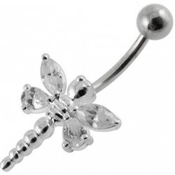 Šperky4U stříbrný piercing do pupíku vážka BP01188-C