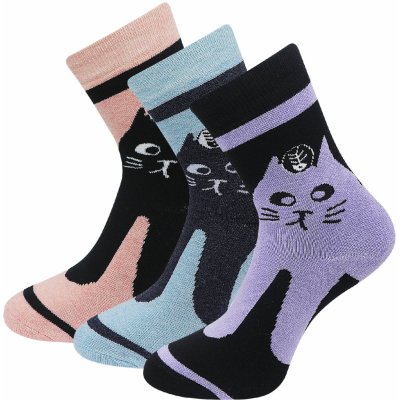 Biju Zvýhodněný set 3 párů froté ponožek s potiskem kočky A7 9001500-A7 pastelové – Zboží Mobilmania
