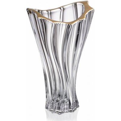Aurum Crystal Luxusní křišťálová váza 32 cm se zlatým lemem – český design – Zboží Dáma