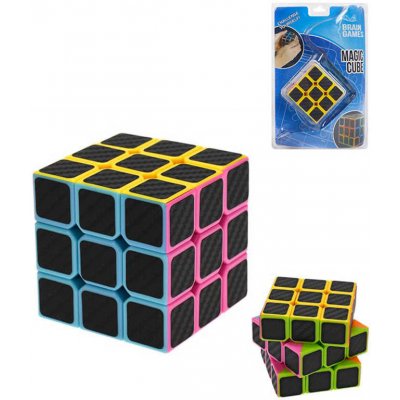 Hra Rubikova kostka černá 6 5cm dětský hlavolam plast