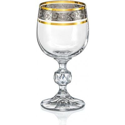 Crystalex Sklenice na víno Claudia s dekorem Exclusive platinum 6 x 230 ml – Sleviste.cz