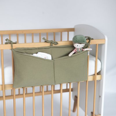 Tulimese kapsář s výšivkou na přání mušelín olivová – Sleviste.cz