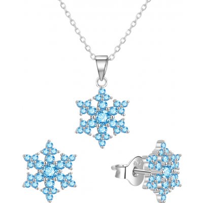 AGATO Stříbrná sada šperků sněhové vločky s modrými zirkony AGT-SET02LB – Zboží Dáma