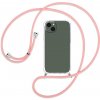 Pouzdro a kryt na mobilní telefon Apple Pouzdro SES Průhledné silikonové ochranné se šňůrkou na krk Apple iPhone 13 mini - růžové