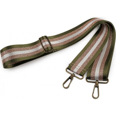 Popruh na tašku s karabinami šíře 5 cm - zelená zlatá – Sleviste.cz