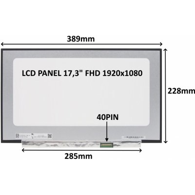 SIL LCD PANEL 17,3'' FHD 1920x1080 40PIN MATNÝ IPS 144HZ / BEZ ÚCHYTŮ 77030549 – Zboží Živě