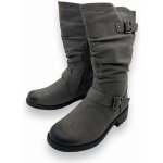 Lathay moda Dámské nadměrné zimní kozačky šedé – Zboží Dáma