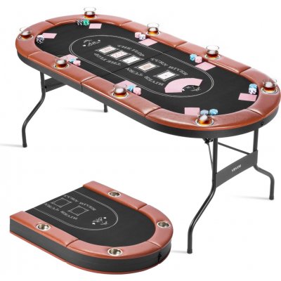 VEVOR Skládací pokerový stůl pro 8 hráčů s 8 držáky na nápoje, oválný – Sleviste.cz