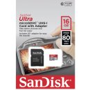 SanDisk Ultra microSDHC 16 GB UHS-I + adapter SDSQUNC-016G-GN6MA