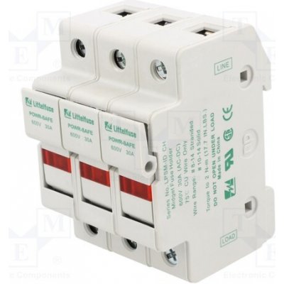 LITTELFUSE LPSM0003ZXID Zásuvka; válcové pojistky; 10x38mm; na přípojnici DIN; 30A; 600V – Zboží Mobilmania