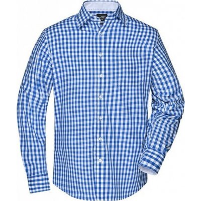 James & Nicholson módní kostkovaná košile z vysoce kvalitního popelínu JN617 modrá královská bílá – Zbozi.Blesk.cz