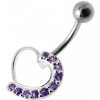 Piercing Šperky4U stříbrný piercing do pupíku srdce BP01031-A