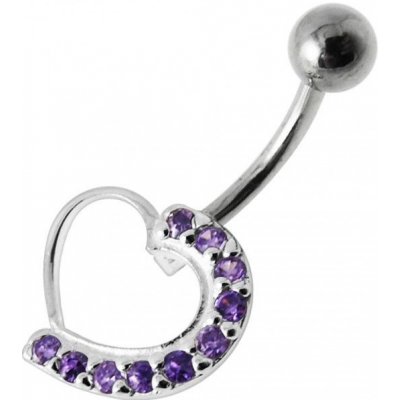 Šperky4U stříbrný piercing do pupíku srdce BP01031-A – Zboží Mobilmania