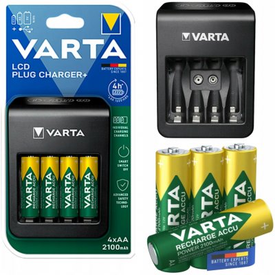 Varta LCD Plug Charger + 4x AA 2100mAh 57687101441 – Zboží Živě