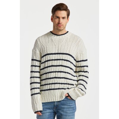 Gant Striped Cable C-neck žlutá – Zboží Mobilmania