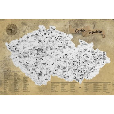 Stírací mapa Česka – stříbrná Deluxe XL – Zboží Dáma