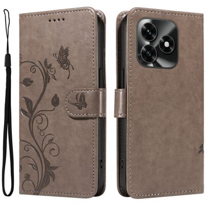 Flowers knížkové pouzdro na Honor X5c Plus - šedé – Zboží Živě