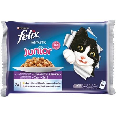 Felix Fantastic Junior kuře & losos 4 x 85 g