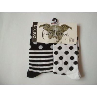 Sockswear dámské ponožky puntík a proužek 2 páry černo-bílé