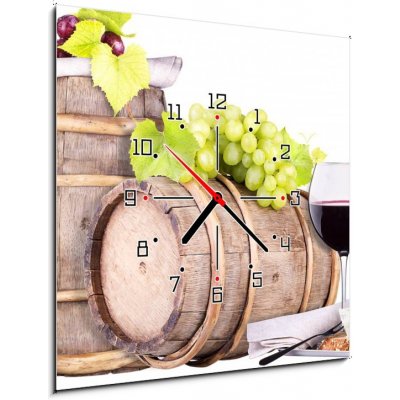 Obraz s hodinami 1D - 50 x 50 cm - champagne, red and white wine šampaňské, červené a bílé víno – Zbozi.Blesk.cz