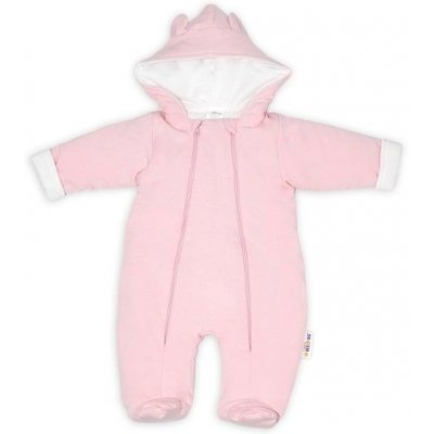 Baby Nellys ® Kombinézka s dvojitým zapínáním s kapucí a oušky sv. růžová – Zboží Mobilmania