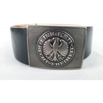 Pásek Bundeswehr služební kožený se stříbrnou přezkou černý – Zboží Mobilmania