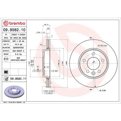 Brzdový kotouč BREMBO 09.9582.11 – Sleviste.cz