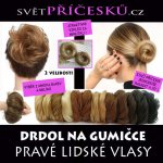 Příčesek drdol z pravých lidských vlasů - volné vlny 4 - středně hnědá Menší – Zbozi.Blesk.cz